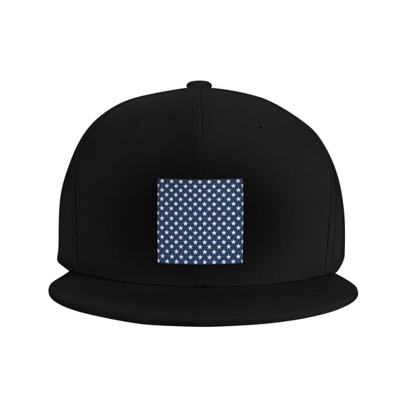 Flat Bill Snapback Hats for Men Women Stars Navy Blue White Hip Hop Style Plain Baseball Cap Black