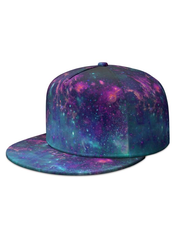 Flat Bill Space Cap – Planet & Alien Graphic, Adjustable Snapback Hat for Men Women, Trendy Celestial Aesthetic