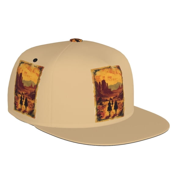 Flat Bill Trucker Hats for Women Men - 70s Western Cowboy Adjustable Flat Baseball Cap Snapback Hats Dad Hats for Men