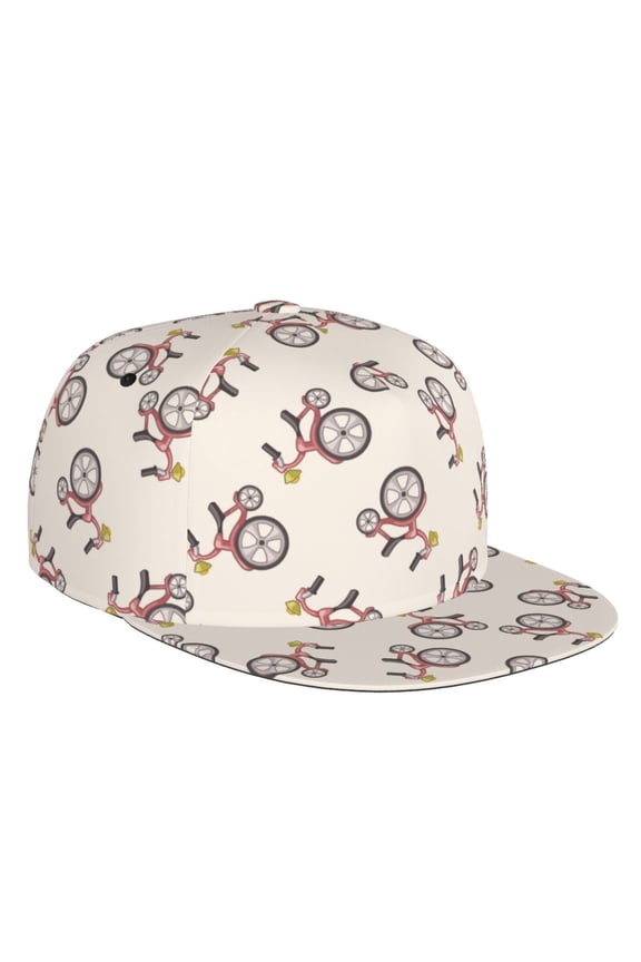 Flat Bill Trucker Hats for Women Men - Abstract Bike Pattern Adjustable Flat Baseball Cap Snapback Hats Dad Hats for Men