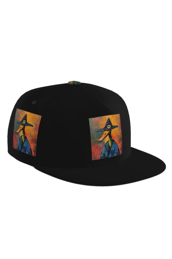 Flat Bill Trucker Hats for Women Men - Abstract Funny Duck Adjustable Flat Baseball Cap Snapback Hats Dad Hats for Men