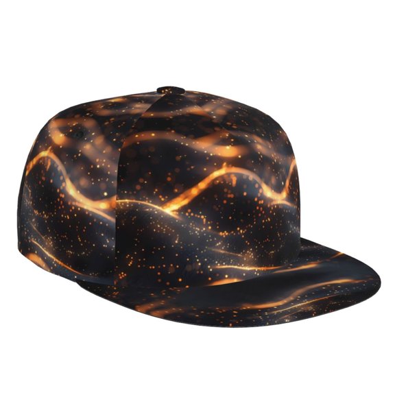 Flat Bill Trucker Hats for Women Men - Abstract Glowing Wave Pattern Adjustable Flat Baseball Cap Snapback Hats Dad Hats for Men