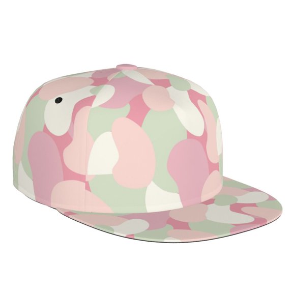 Flat Bill Trucker Hats for Women Men - Abstract Pink Purple Camouflage Adjustable Flat Baseball Cap Snapback Hats Dad Hats for Men