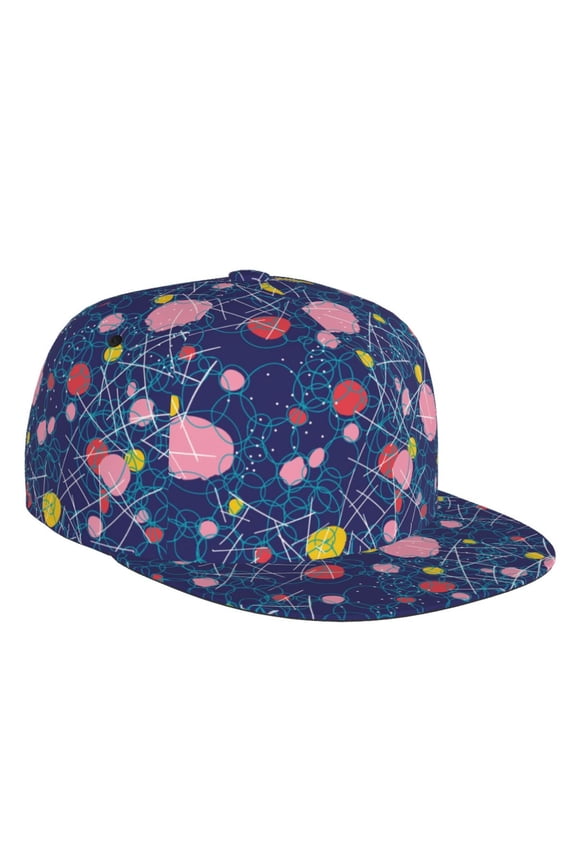 Flat Bill Trucker Hats for Women Men - Abstract circles bubbles pebbles stones Adjustable Flat Baseball Cap Snapback Hats Dad Hats for Men