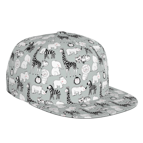 Flat Bill Trucker Hats for Women Men - African Animals Adjustable Flat Baseball Cap Snapback Hats Dad Hats for Men