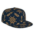 thumbnail image 1 of Flat Bill Trucker Hats for Women Men - Anchor Steering wheel Rope vintage Adjustable Flat Baseball Cap Snapback Hats Dad Hats for Men, 1 of 7