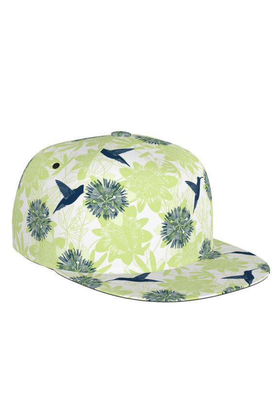 Flat Bill Trucker Hats for Women Men - Art Deco Hummingbird Adjustable Flat Baseball Cap Snapback Hats Dad Hats for Men