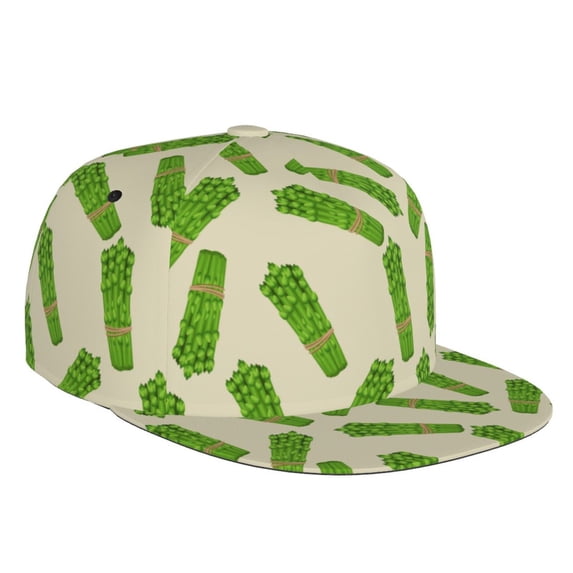 Flat Bill Trucker Hats for Women Men - Asparagus green design Adjustable Flat Baseball Cap Snapback Hats Dad Hats for Men