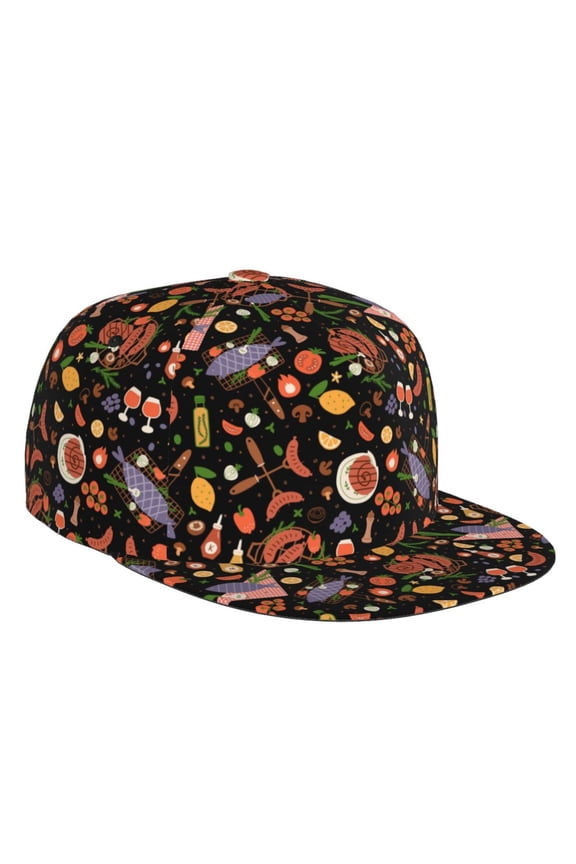 Flat Bill Trucker Hats for Women Men - BBQ Party Adjustable Flat Baseball Cap Snapback Hats Dad Hats for Men