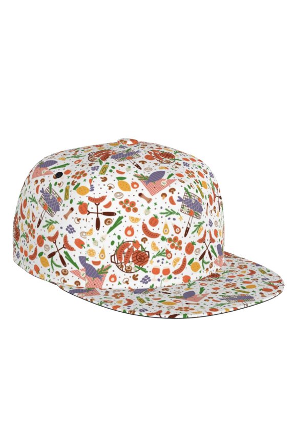 Flat Bill Trucker Hats for Women Men - BBQ Party1 Adjustable Flat Baseball Cap Snapback Hats Dad Hats for Men