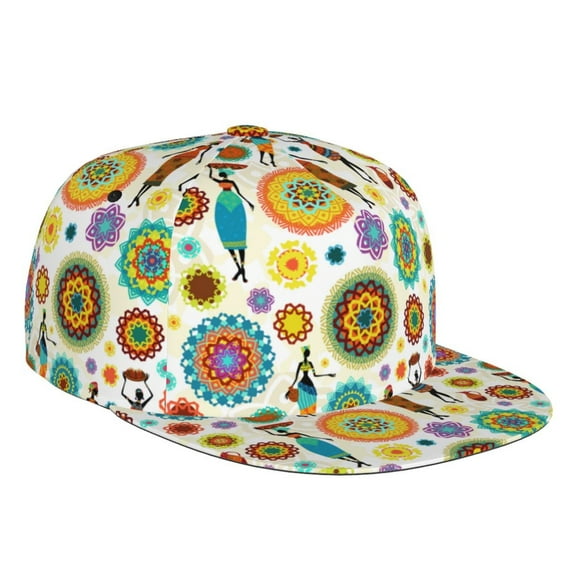 Flat Bill Trucker Hats for Women Men - Beautiful African Womens Adjustable Flat Baseball Cap Snapback Hats Dad Hats for Men