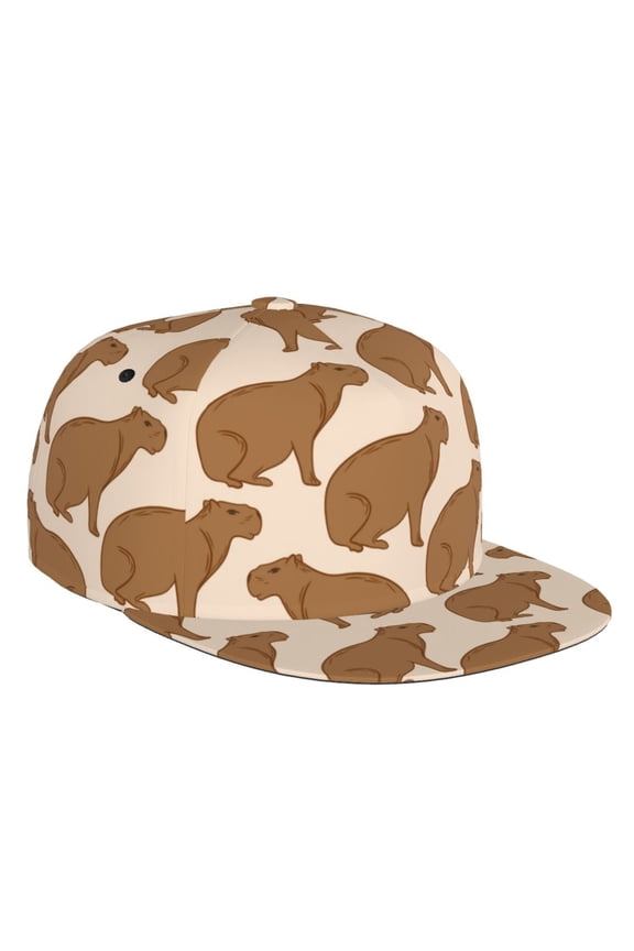 Flat Bill Trucker Hats for Women Men - Brown Capybara Adjustable Flat Baseball Cap Snapback Hats Dad Hats for Men