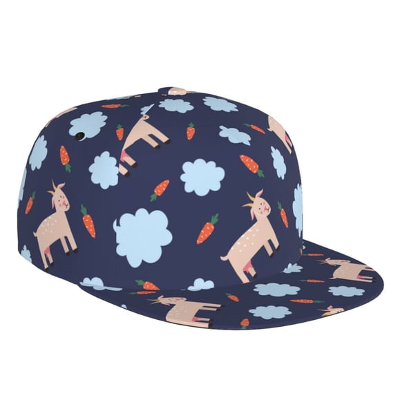 Flat Bill Trucker Hats for Women Men - Cartoon Funny Cute Goat Radish Adjustable Flat Baseball Cap Snapback Hats Dad Hats for Men
