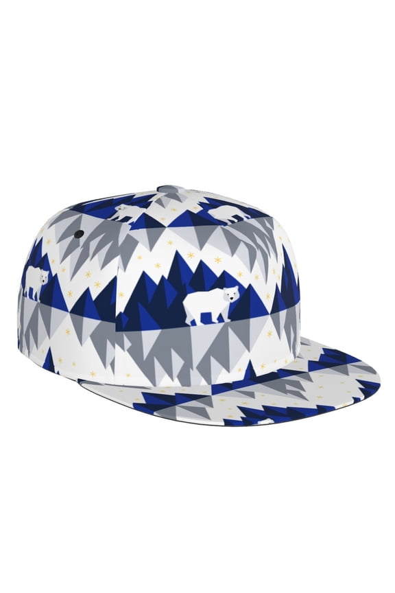 Flat Bill Trucker Hats for Women Men - Cartoon Iceberg Polar Bear Adjustable Flat Baseball Cap Snapback Hats Dad Hats for Men