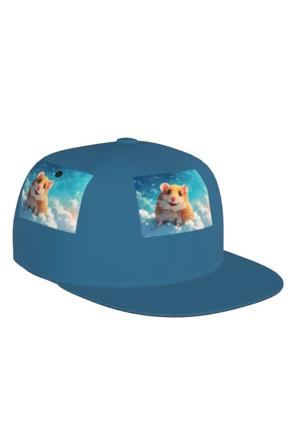 Flat Bill Trucker Hats for Women Men - Cloud Cute Hamster Adjustable Flat Baseball Cap Snapback Hats Dad Hats for Men