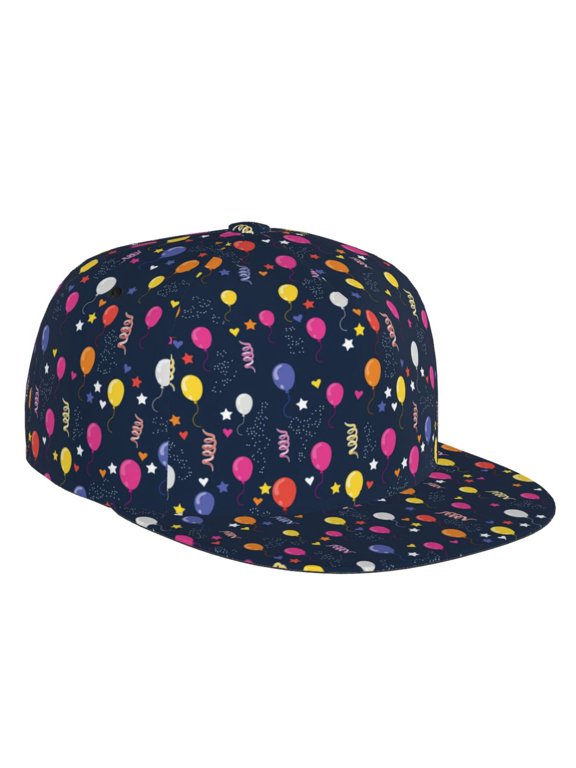 Flat Bill Trucker Hats for Women Men - Colored Balloons Adjustable Flat Baseball Cap Snapback Hats Dad Hats for Men