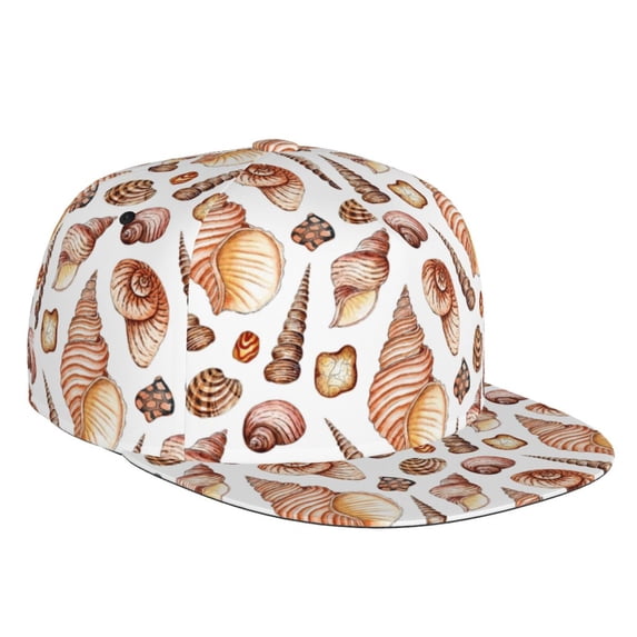 Flat Bill Trucker Hats for Women Men - Conch Shell No.J919 Adjustable Flat Baseball Cap Snapback Hats Dad Hats for Men