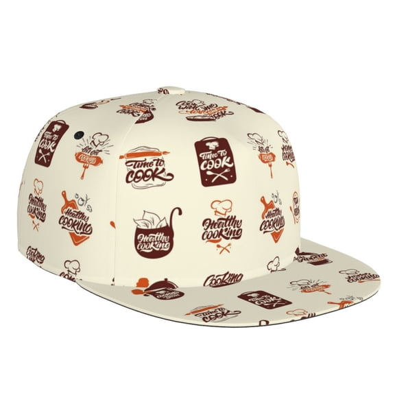 Flat Bill Trucker Hats for Women Men - Cooking With Love Adjustable Flat Baseball Cap Snapback Hats Dad Hats for Men