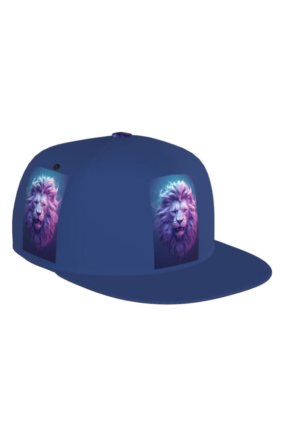 Flat Bill Trucker Hats for Women Men - Cool Lion Head Adjustable Flat Baseball Cap Snapback Hats Dad Hats for Men