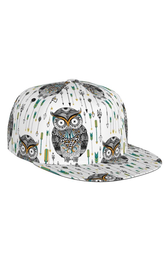 Flat Bill Trucker Hats for Women Men - Cool Tribe Owls Adjustable Flat Baseball Cap Snapback Hats Dad Hats for Men