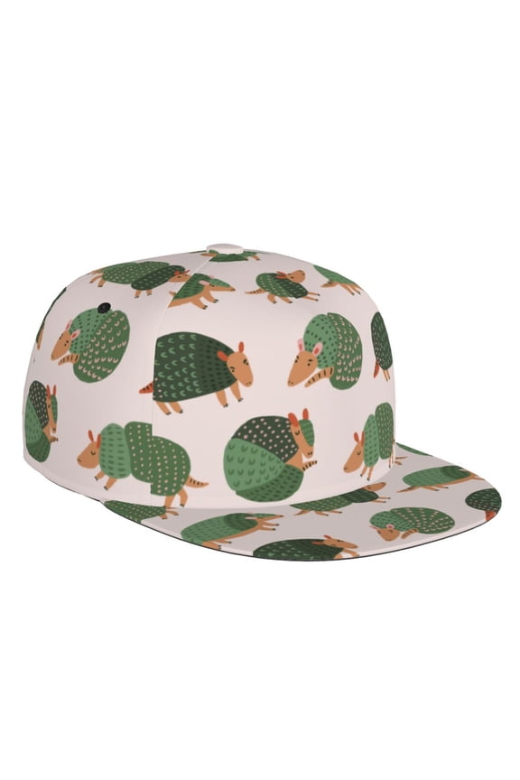 Flat Bill Trucker Hats for Women Men - Cute Armadillo Adjustable Flat Baseball Cap Snapback Hats Dad Hats for Men