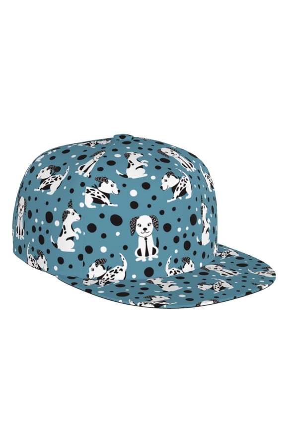Flat Bill Trucker Hats for Women Men - Cute Dalmatian Dog Puppy Adjustable Flat Baseball Cap Snapback Hats Dad Hats for Men
