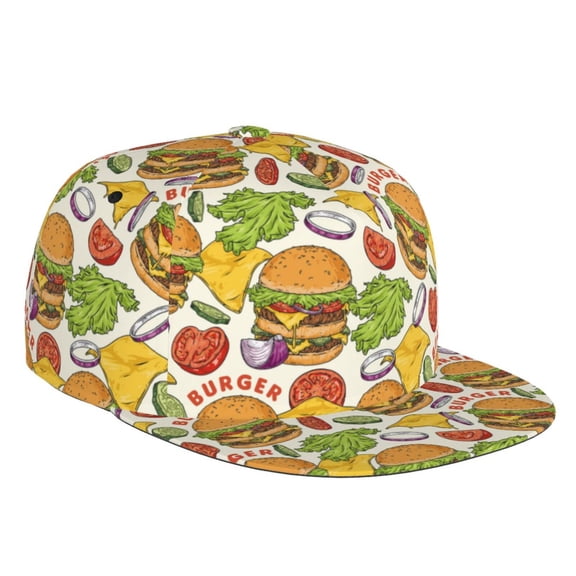 Flat Bill Trucker Hats for Women Men - Cute Food Vegetable Cheese Adjustable Flat Baseball Cap Snapback Hats Dad Hats for Men