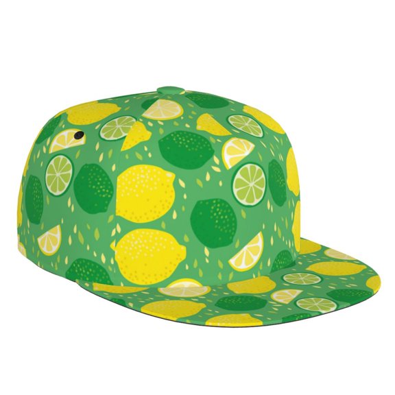 Flat Bill Trucker Hats for Women Men - Cute Limes Adjustable Flat Baseball Cap Snapback Hats Dad Hats for Men