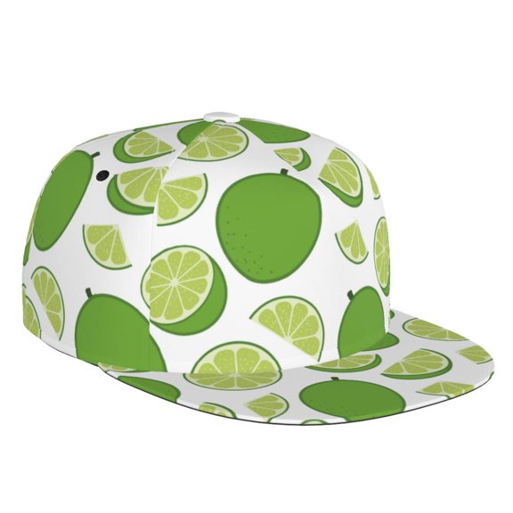 Flat Bill Trucker Hats for Women Men - Cute Natural Limes Adjustable Flat Baseball Cap Snapback Hats Dad Hats for Men