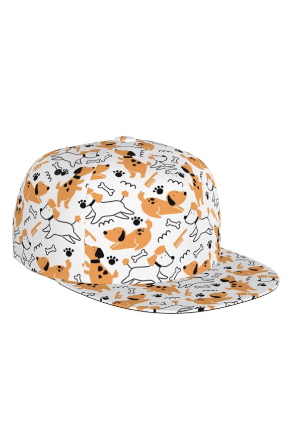 Flat Bill Trucker Hats for Women Men - Cute dog K Adjustable Flat Baseball Cap Snapback Hats Dad Hats for Men