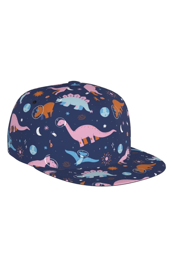 Flat Bill Trucker Hats for Women Men - Dinosaur print H Adjustable Flat Baseball Cap Snapback Hats Dad Hats for Men