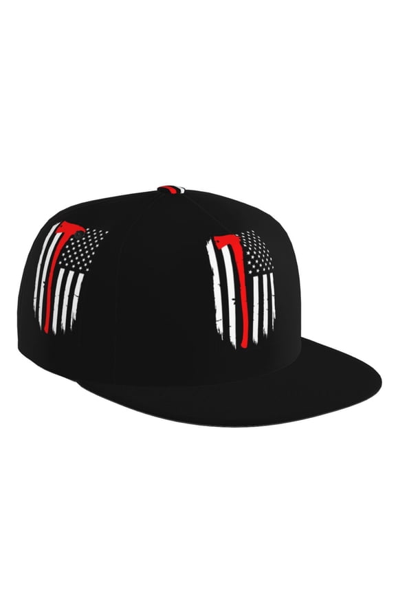 Flat Bill Trucker Hats for Women Men - Firefighters USA Flag Adjustable Flat Baseball Cap Snapback Hats Dad Hats for Men