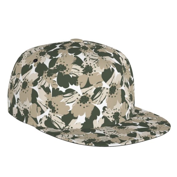 Flat Bill Trucker Hats for Women Men - Flower Camouflage Adjustable Flat Baseball Cap Snapback Hats Dad Hats for Men