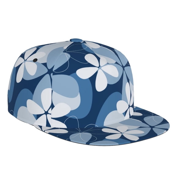Flat Bill Trucker Hats for Women Men - Flower print D Adjustable Flat Baseball Cap Snapback Hats Dad Hats for Men