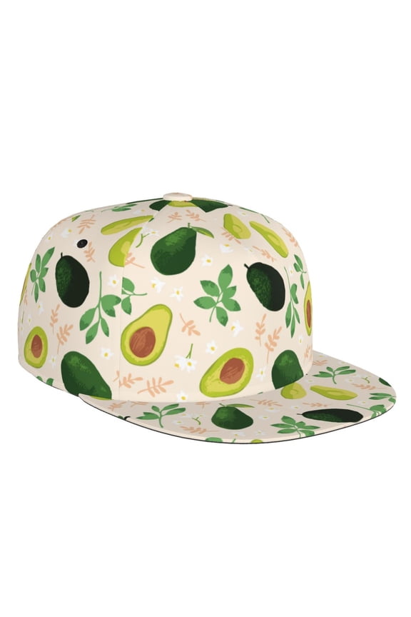 Flat Bill Trucker Hats for Women Men - Funny Avocado Leaves Adjustable Flat Baseball Cap Snapback Hats Dad Hats for Men