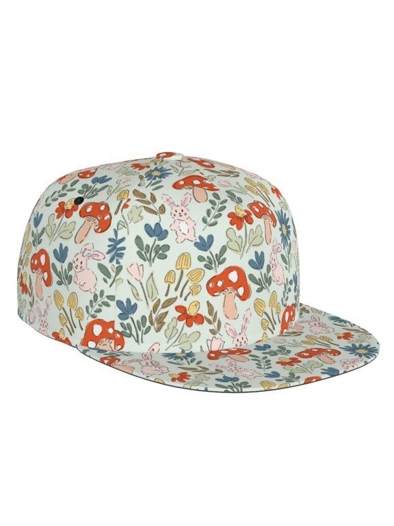 Flat Bill Trucker Hats for Women Men - Garden Of Little Bunnies Adjustable Flat Baseball Cap Snapback Hats Dad Hats for Men