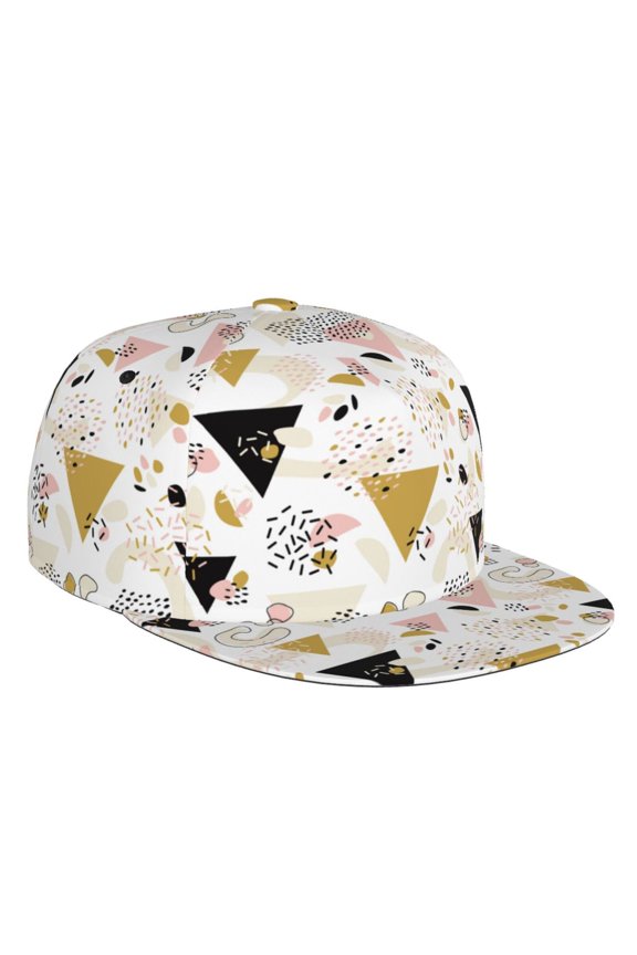 Flat Bill Trucker Hats for Women Men - Geometric triangle Adjustable Flat Baseball Cap Snapback Hats Dad Hats for Men
