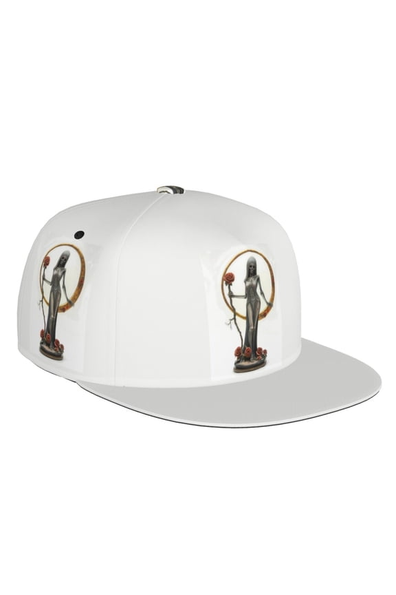 Flat Bill Trucker Hats for Women Men - Gothic Skeleton With Roses Adjustable Flat Baseball Cap Snapback Hats Dad Hats for Men
