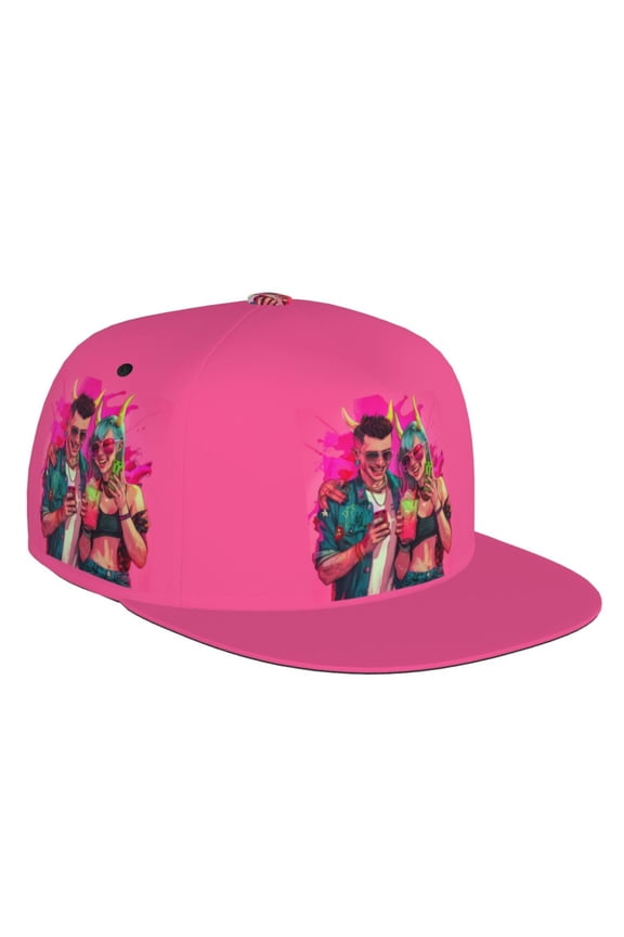 Flat Bill Trucker Hats for Women Men - Hip Hop People No.114 Adjustable Flat Baseball Cap Snapback Hats Dad Hats for Men