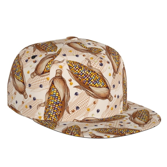Flat Bill Trucker Hats for Women Men - Indian corn print cute Adjustable Flat Baseball Cap Snapback Hats Dad Hats for Men