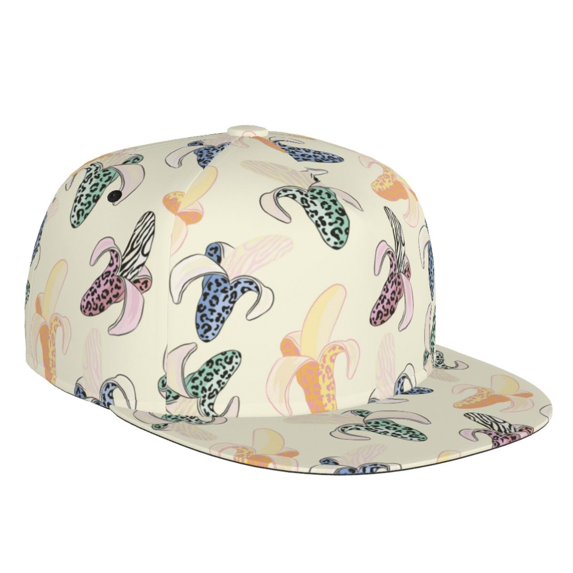 Flat Bill Trucker Hats for Women Men - Leopardprint Banana Adjustable Flat Baseball Cap Snapback Hats Dad Hats for Men