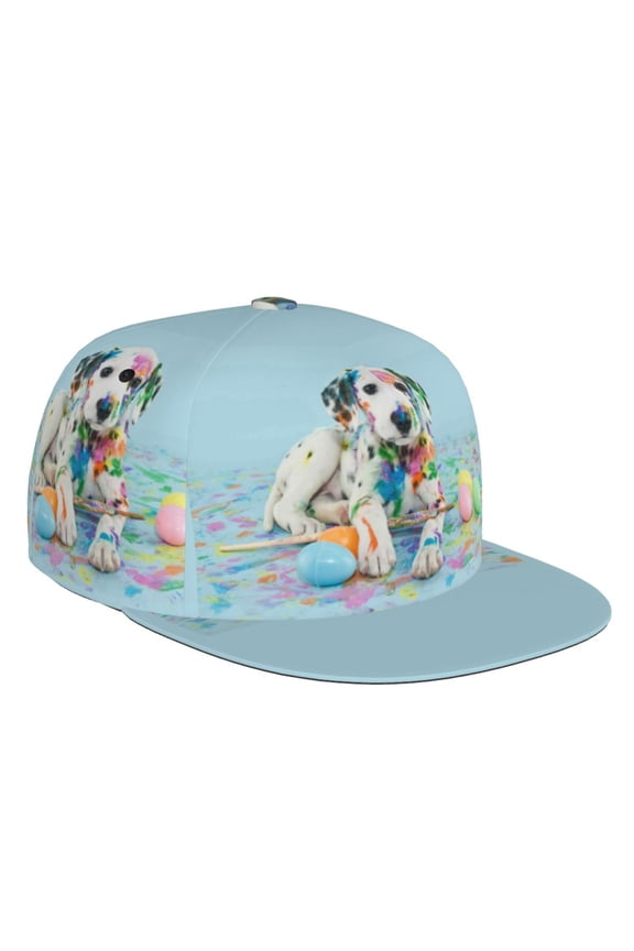Flat Bill Trucker Hats for Women Men - Little Dalmatian Puppy Adjustable Flat Baseball Cap Snapback Hats Dad Hats for Men