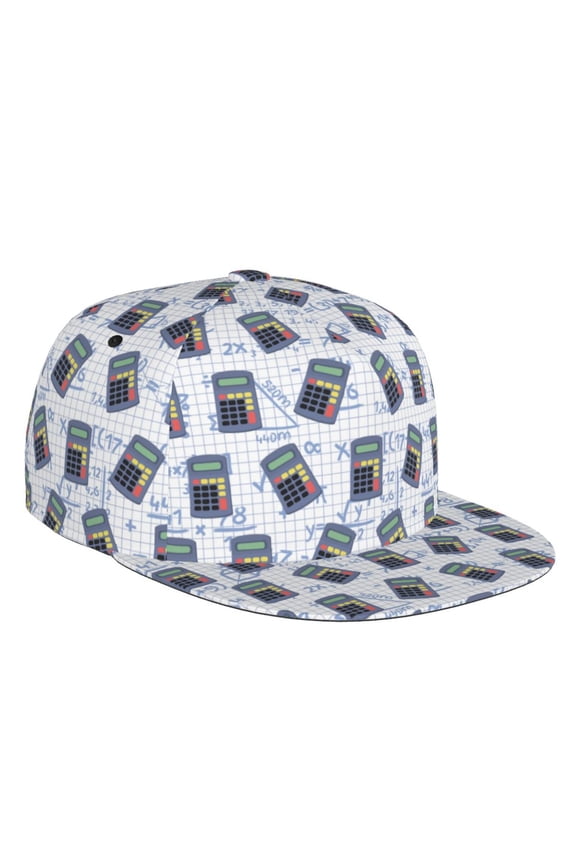Flat Bill Trucker Hats for Women Men - Math number Print calculator Adjustable Flat Baseball Cap Snapback Hats Dad Hats for Men