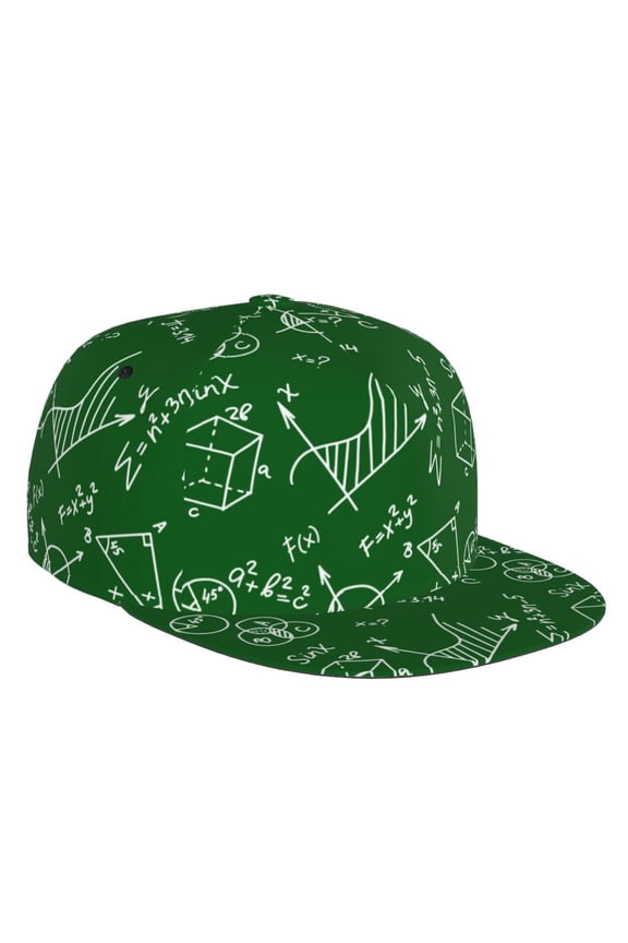 Flat Bill Trucker Hats for Women Men - Math pattern green Adjustable Flat Baseball Cap Snapback Hats Dad Hats for Men