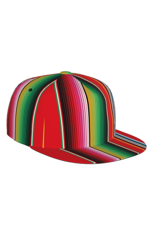 Flat Bill Trucker Hats for Women Men - Mexican Serape Blanket Stripes Adjustable Flat Baseball Cap Snapback Hats Dad Hats for Men