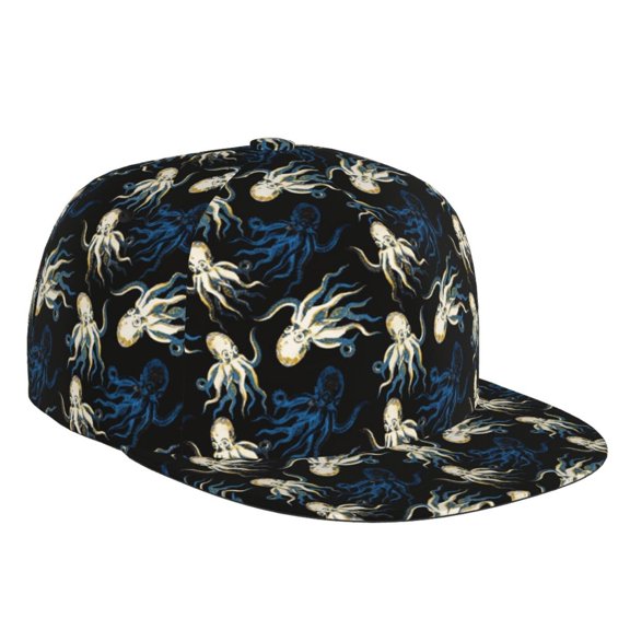 Flat Bill Trucker Hats for Women Men - Octopus 1 Adjustable Flat Baseball Cap Snapback Hats Dad Hats for Men