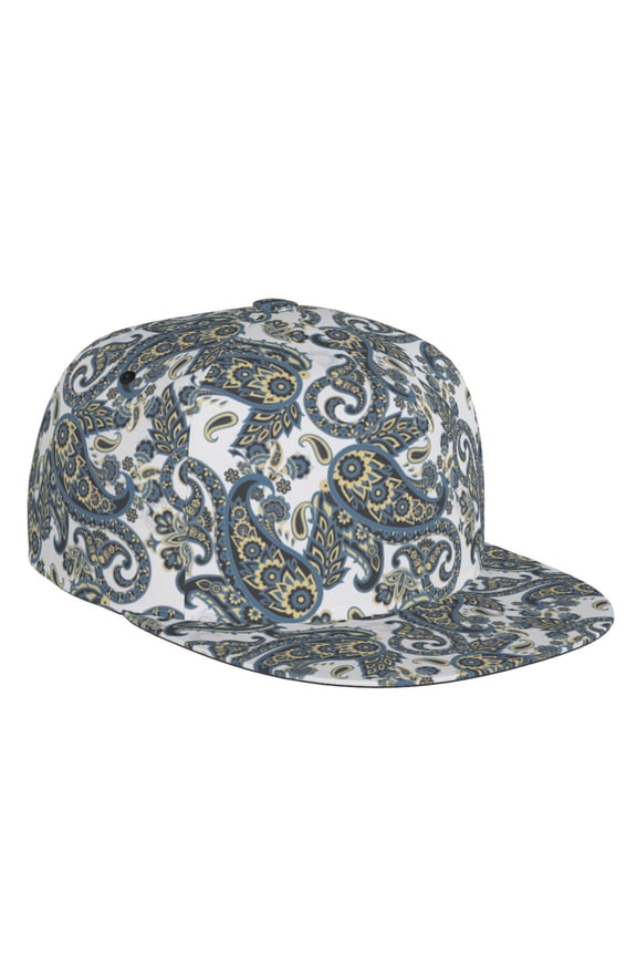 Flat Bill Trucker Hats for Women Men - Paisley Print No.J911 Adjustable Flat Baseball Cap Snapback Hats Dad Hats for Men