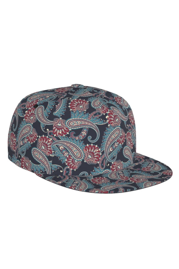 Flat Bill Trucker Hats for Women Men - Paisley Print No.J915 Adjustable Flat Baseball Cap Snapback Hats Dad Hats for Men