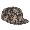 thumbnail image 1 of Flat Bill Trucker Hats for Women Men - Paisley Print leaf Adjustable Flat Baseball Cap Snapback Hats Dad Hats for Men, 1 of 7