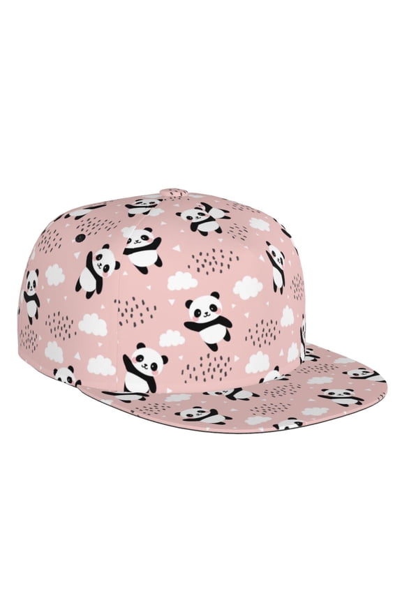 Flat Bill Trucker Hats for Women Men - Panda Flying in the Sky (2) Adjustable Flat Baseball Cap Snapback Hats Dad Hats for Men